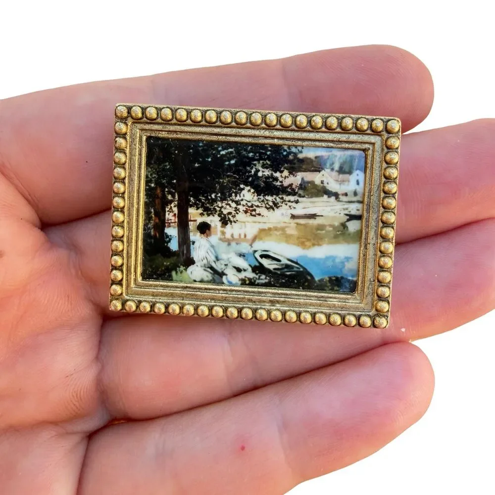 Vintage Mini Monet “The River” Brooch Claude Monet Jewelry Pin Unique Art Brooch